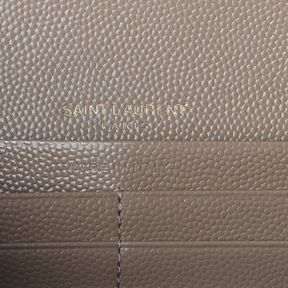 Saint Laurent Grain De Poudre Matelasse Chevron Monogram Flap Wallet Dusty Grey 5 of 5