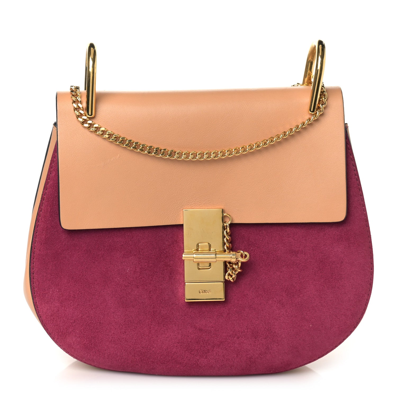 Chloe Suede Smooth Calfskin Drew Shoulder Bag Misty Beige 1 of 9