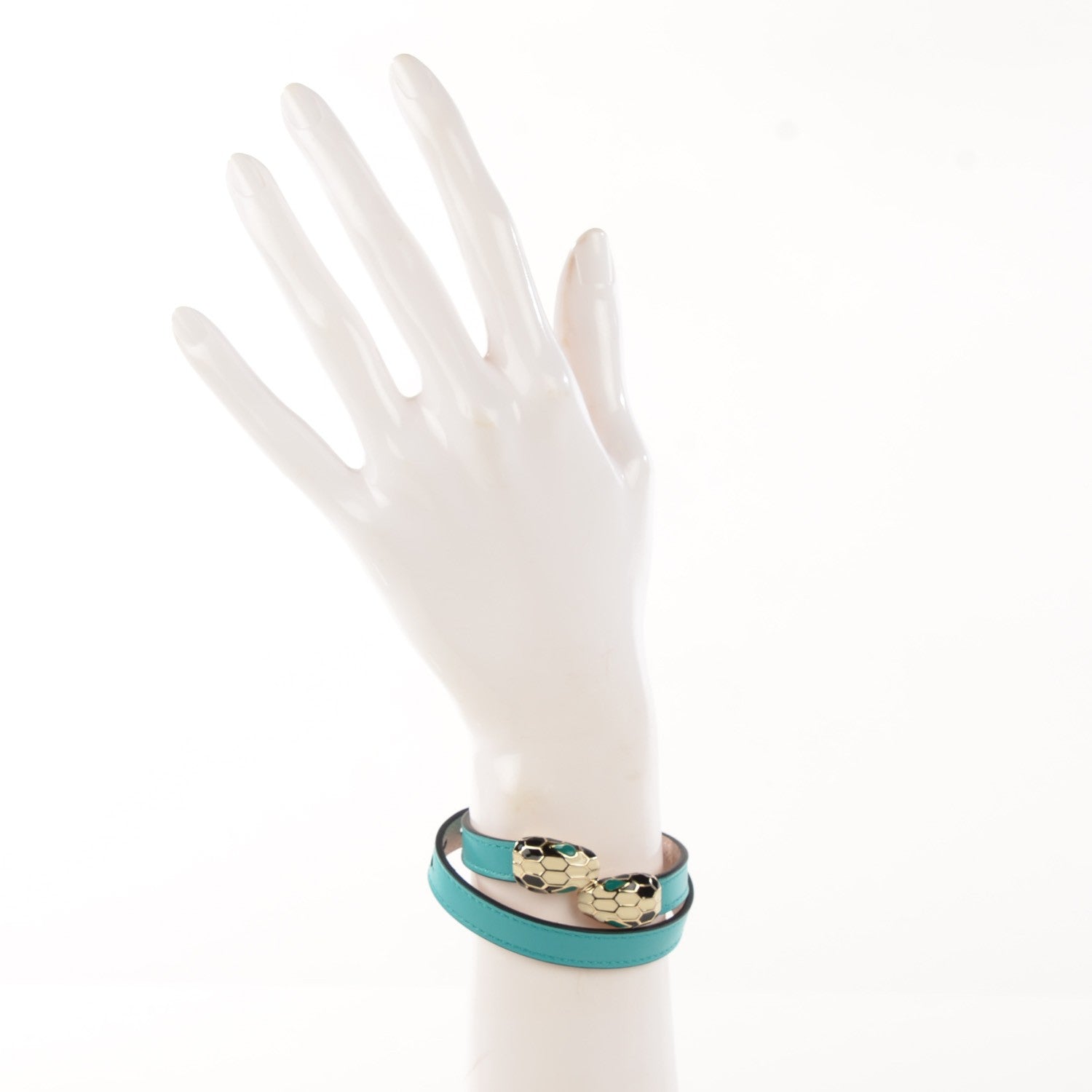 Bulgari Calfskin Serpenti Forever Multi-coiled Bracelet M Aquarelle Turquoise 2 of 6