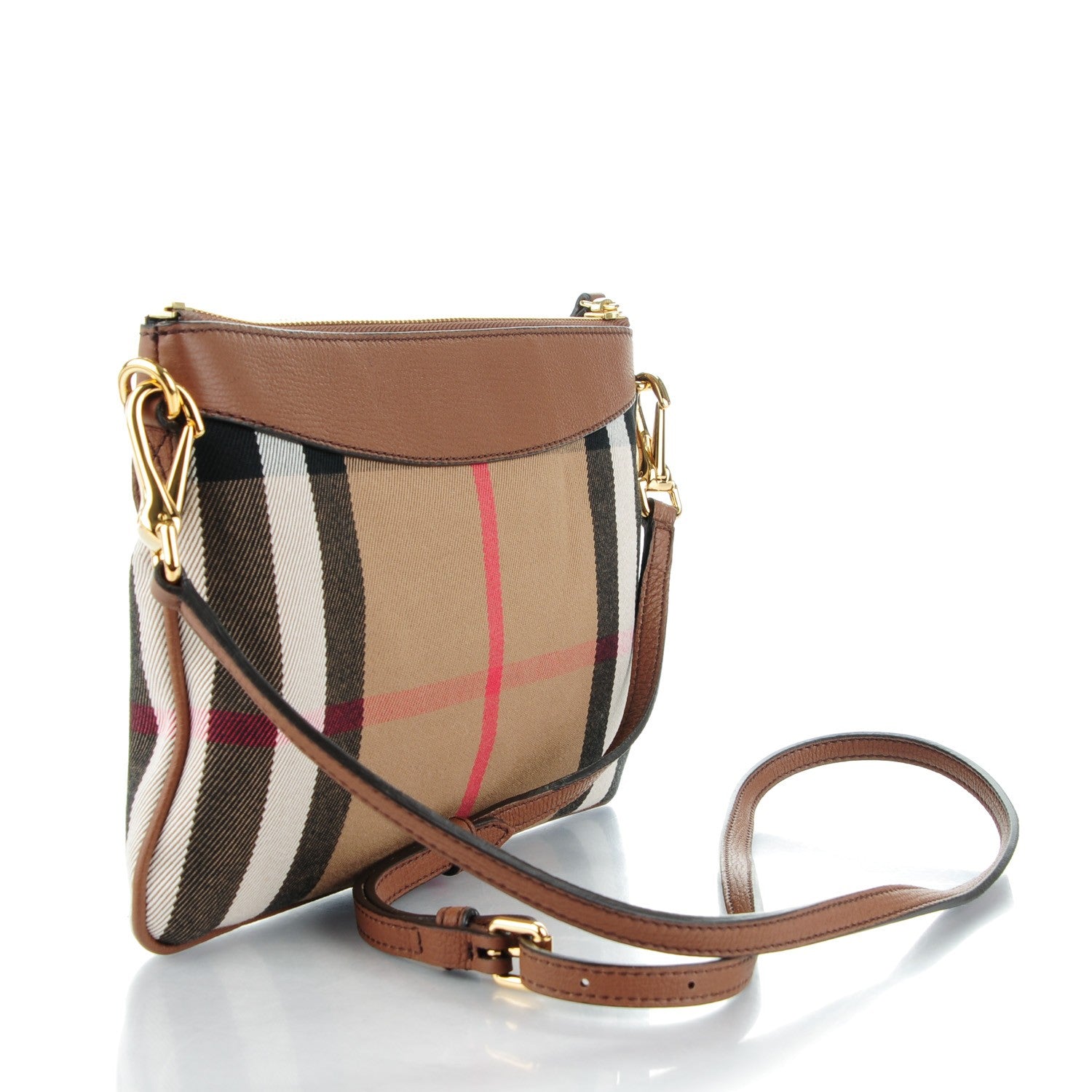 Burberry House Check Derby Peyton Crossbody Clutch Bag Tan 3 of 7