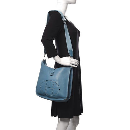 Hermes Taurillon Clemence Evelyne III PM Blue Jean 2 of 9