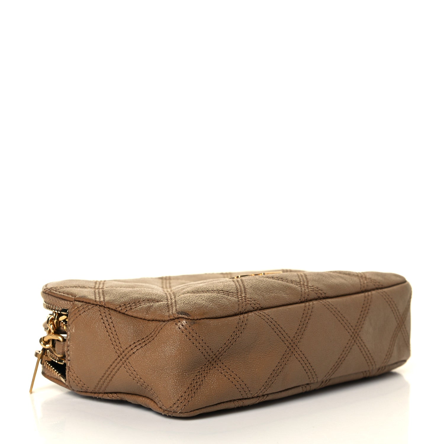 Saint Laurent Grained Lambskin Quilted Mini Becky Double Zip Bag Dark Beige 7 of 11