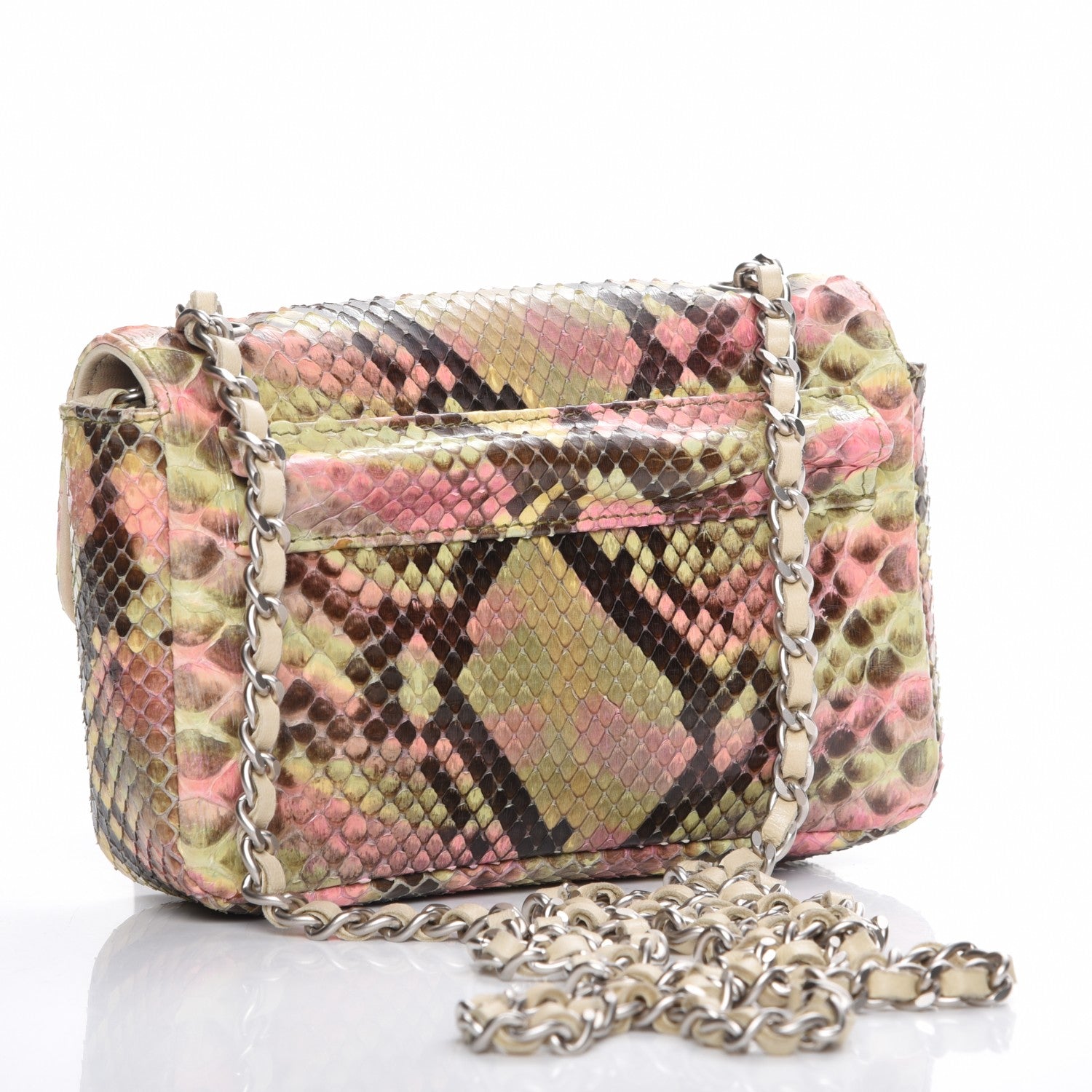 Chanel Python Extra Mini Rectangular Flap Pink 3 of 9