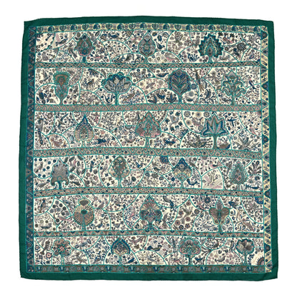 Hermes Cashmere Silk Au Pays Des Oiseaux Fleurs Shawl 140 Vert White Turquoise 1 of 9