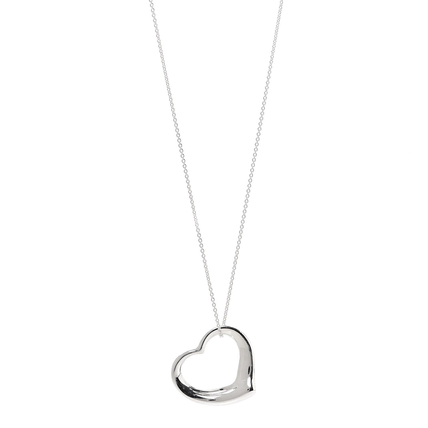 Tiffany Sterling Silver 36mm Elsa Peretti Open Heart Pendant Necklace 1 of 6