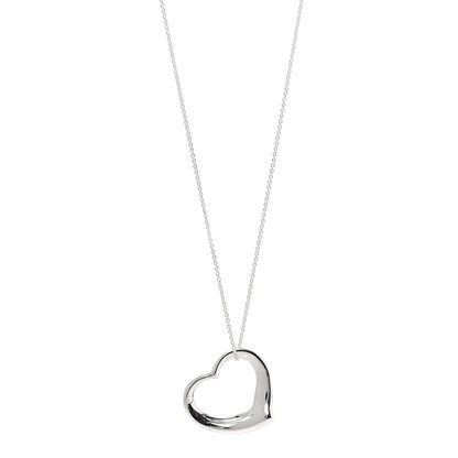 Tiffany Sterling Silver 36mm Elsa Peretti Open Heart Pendant Necklace 1 of 6