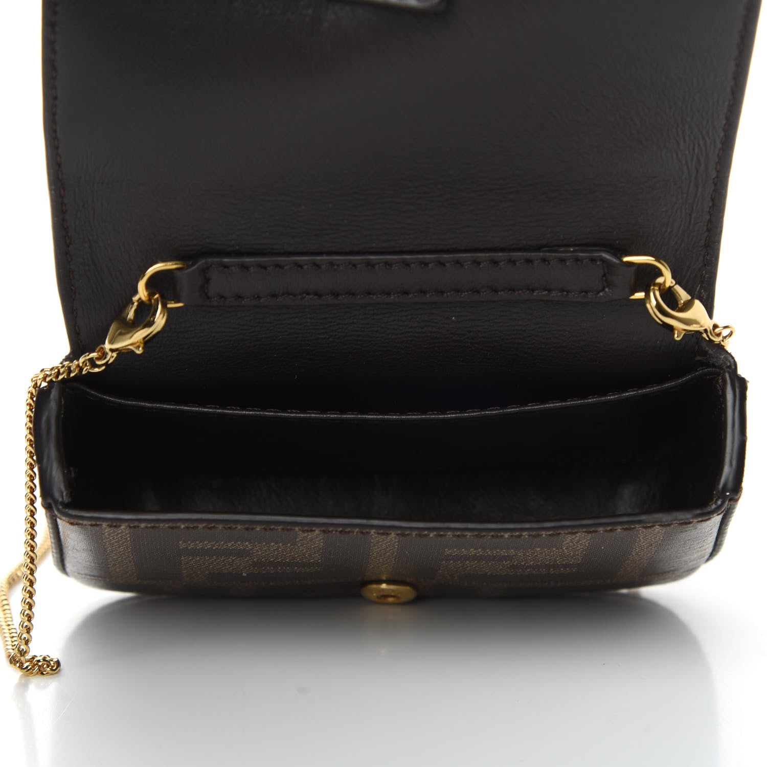 Fendi Glazed Fabric FF 1974 Nano Baguette Charm Mogano Panna 7 of 8