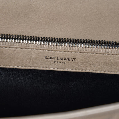 Saint Laurent Sheepskin Matelasse Chevron Monogram Large College Satchel Beige 6 of 15