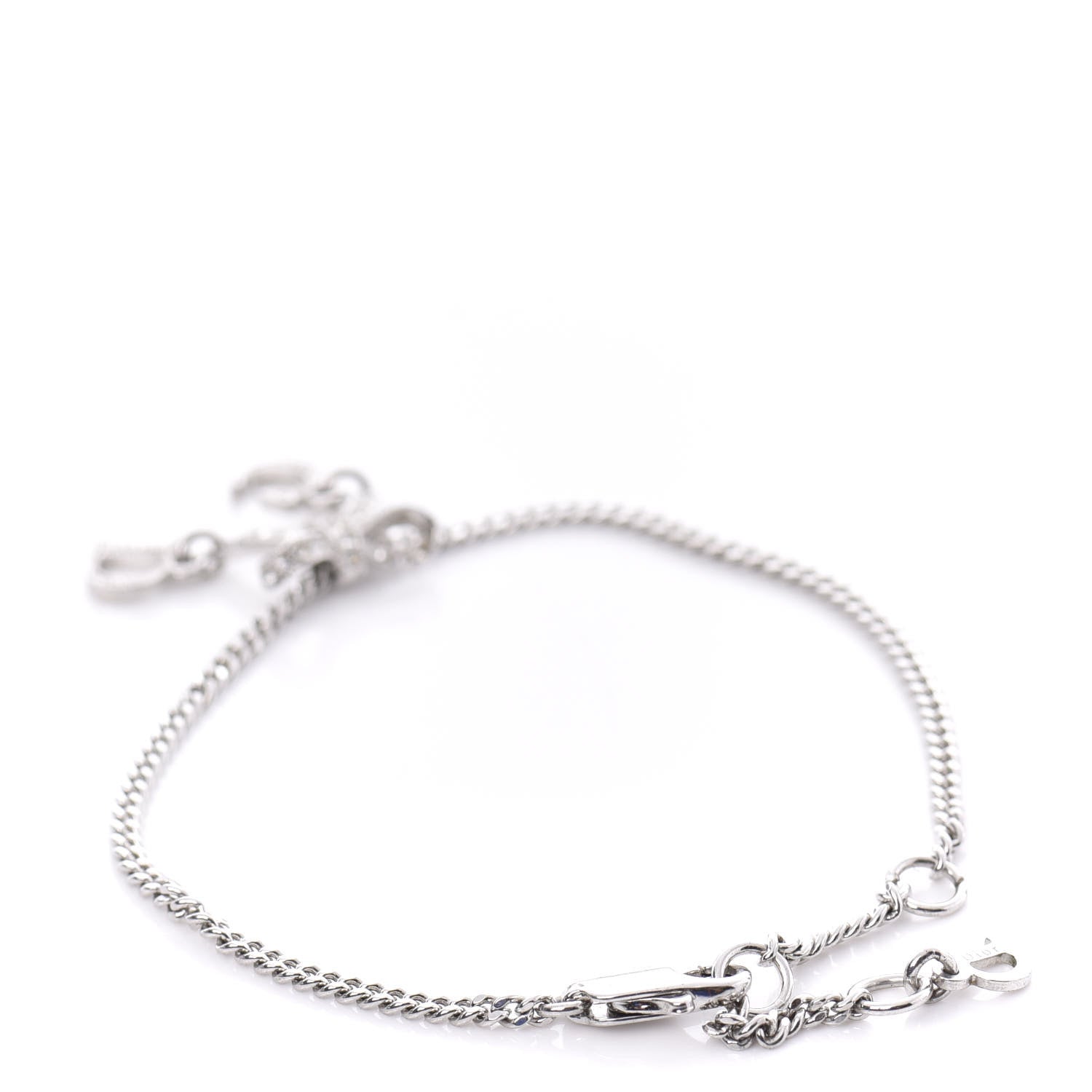 Christian Dior Crystal Bow CD Logo Bracelet Silver 610054