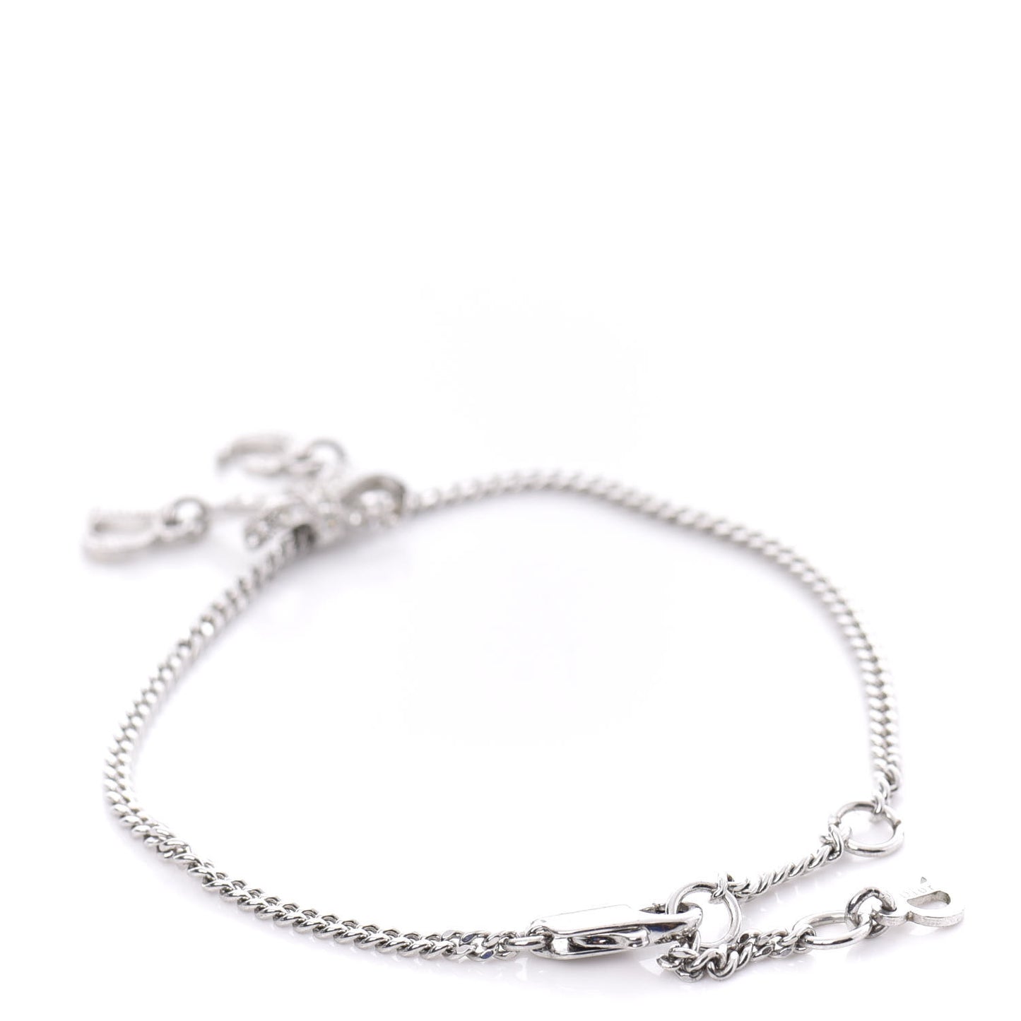 Crystal Bow CD Logo Bracelet Silver