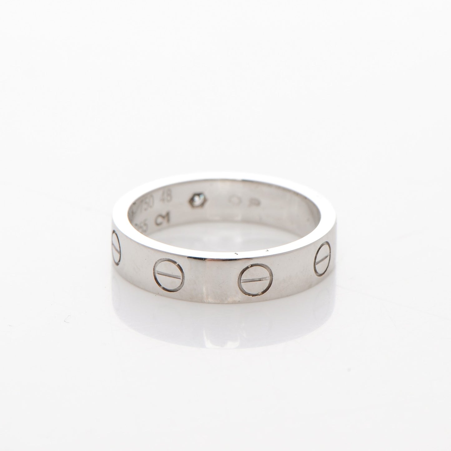 18K White Gold Diamond 4mm LOVE Wedding Band Ring 48 4.5