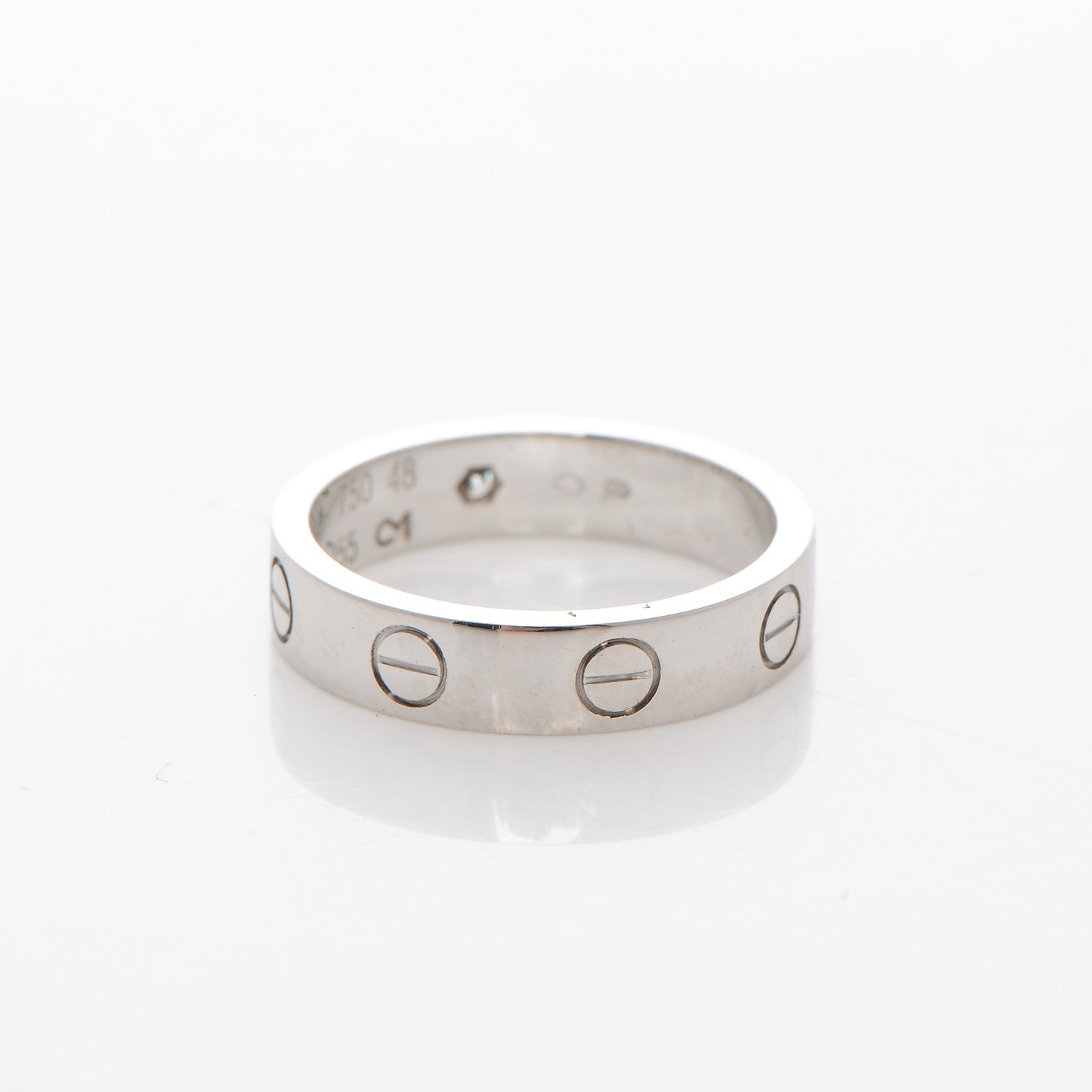 Cartier 18K White Gold Diamond 4mm LOVE Wedding Band Ring 48 4.5 3 of 5