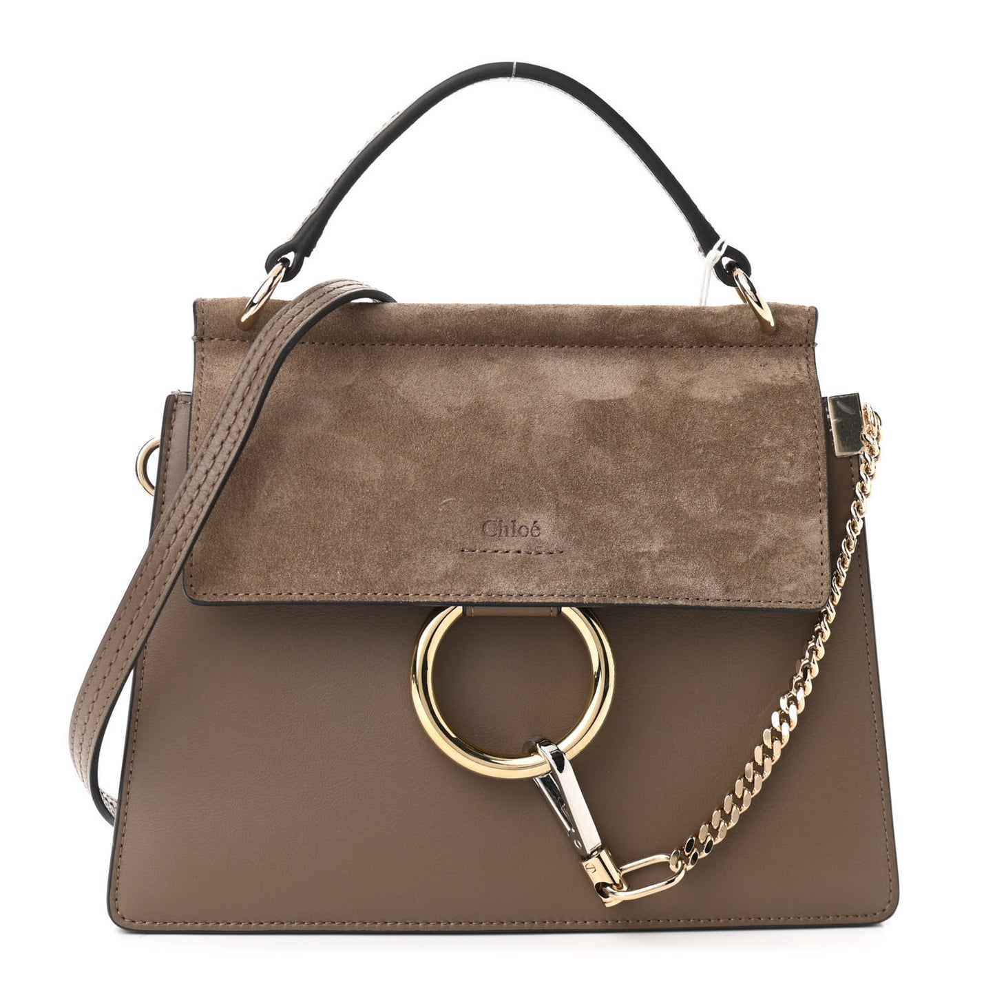 Suede Calfskin Small Faye Top Handle Bag Army Green