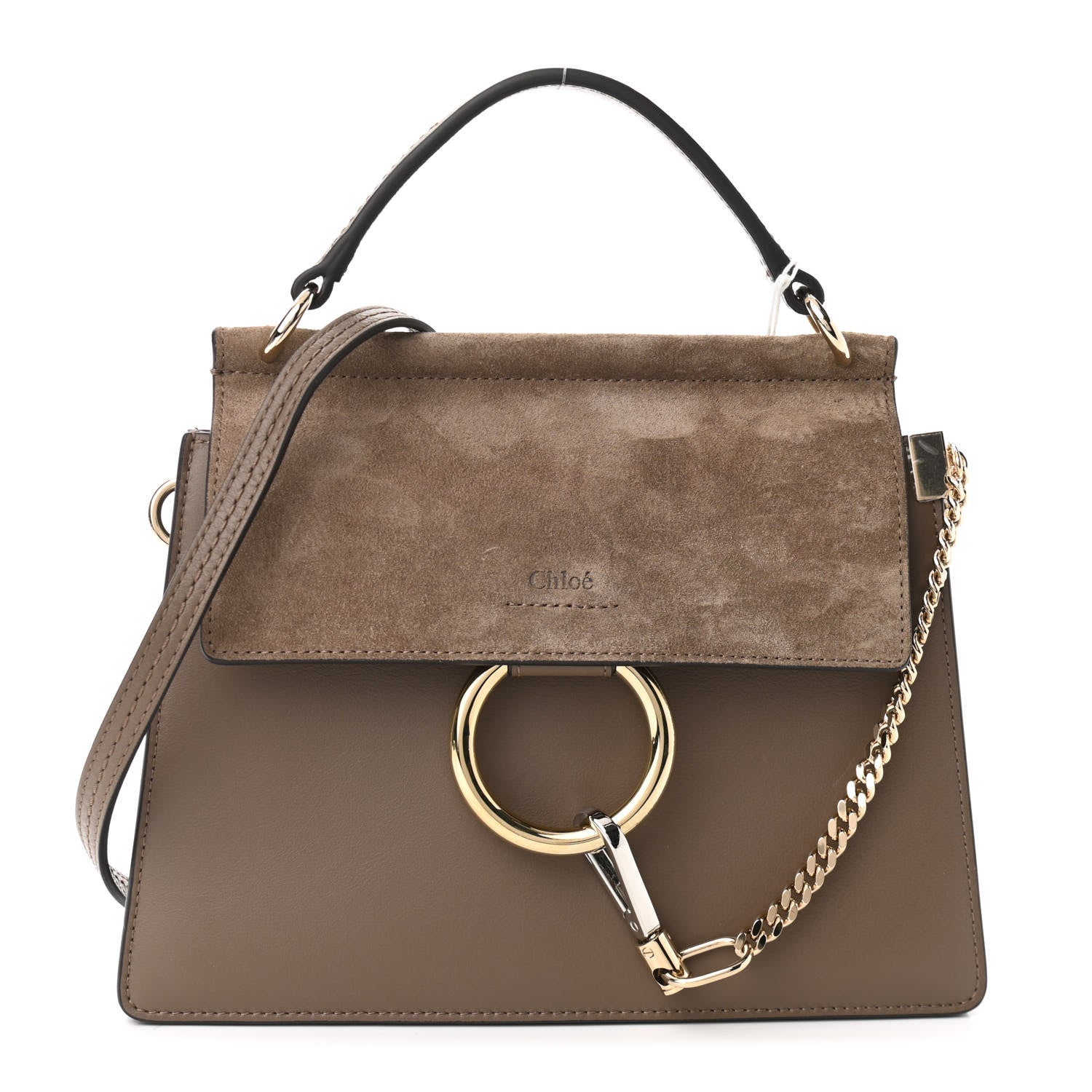 Chloe Suede Calfskin Small Faye Top Handle Bag Army Green 1 of 9