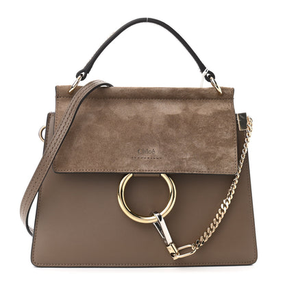 Chloe Suede Calfskin Small Faye Top Handle Bag Army Green 1 of 9