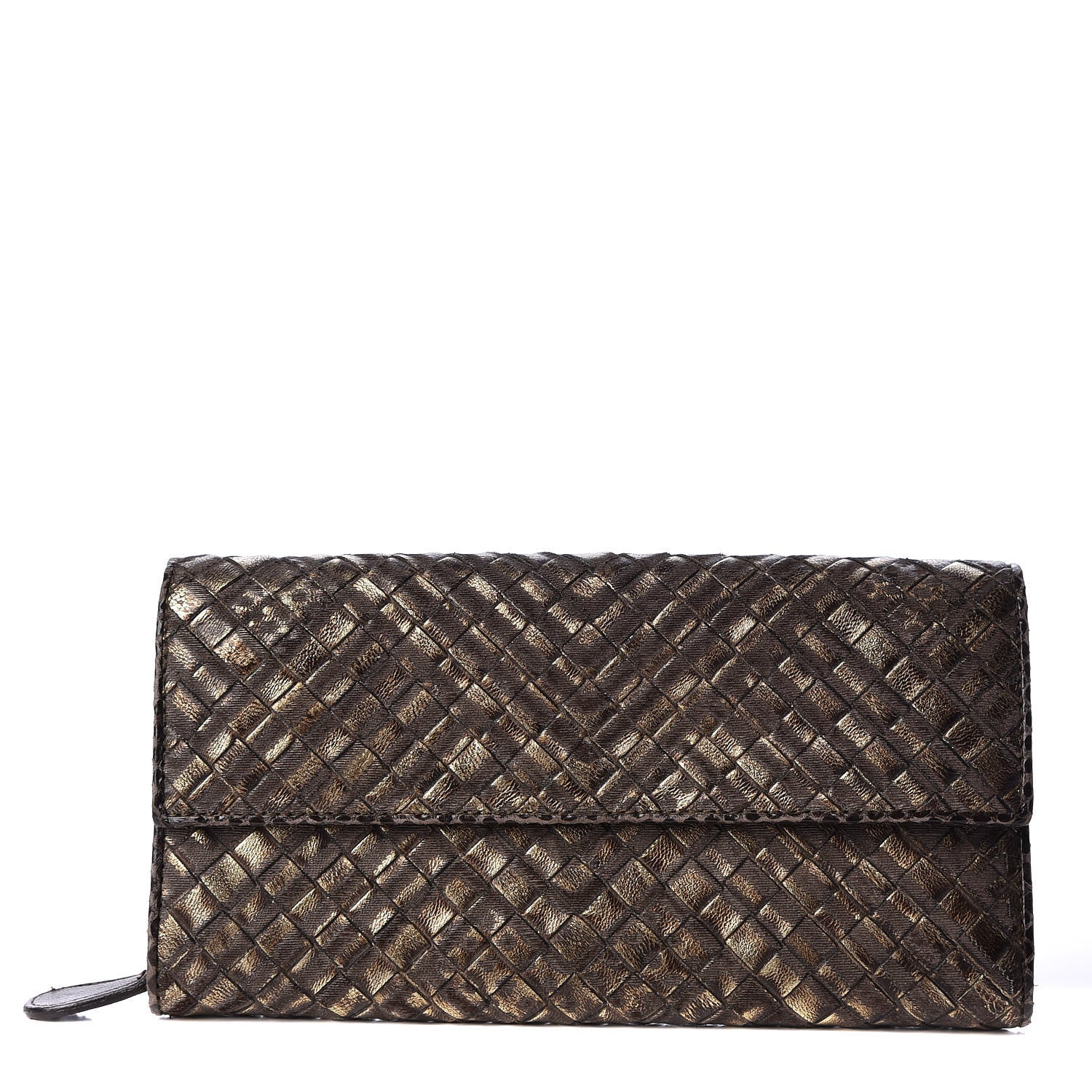 Bottega Veneta Metallic Nappa Intrecciato Ayers Continental Wallet Brown 1 of 7