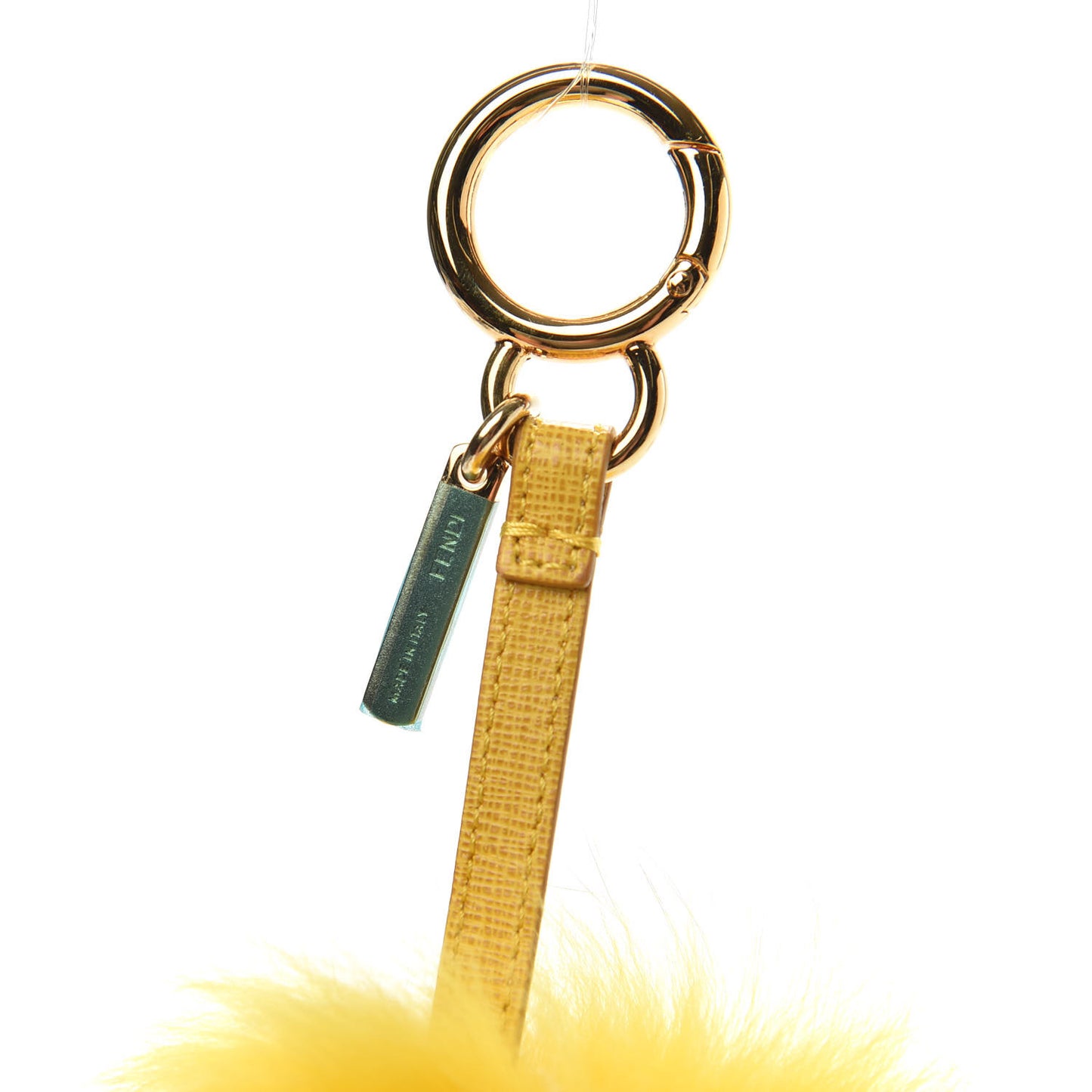 Fox Fur Pom Pom Bag Charm Yellow