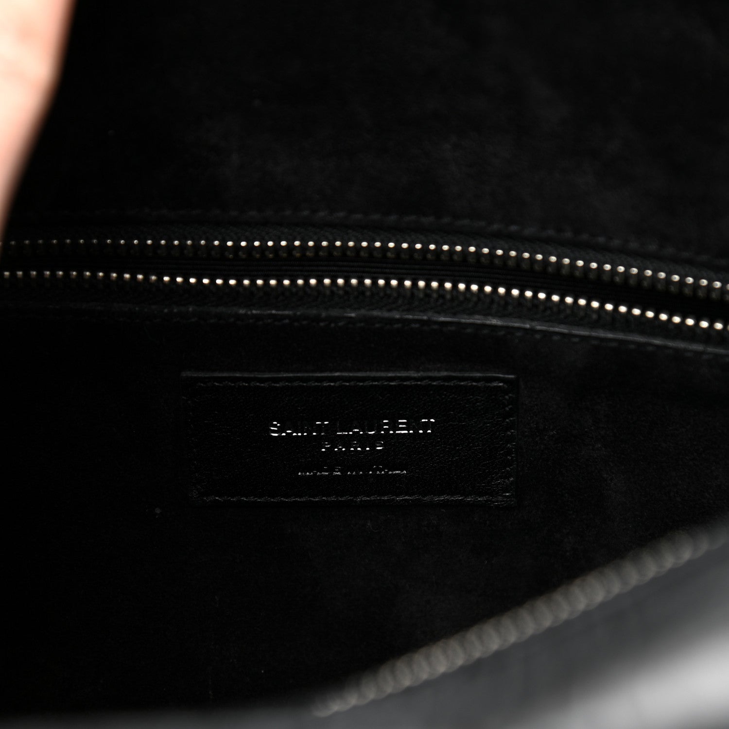 Saint Laurent Calfskin Crocodile Embossed Classic Duffle Bag Black 6 of 11