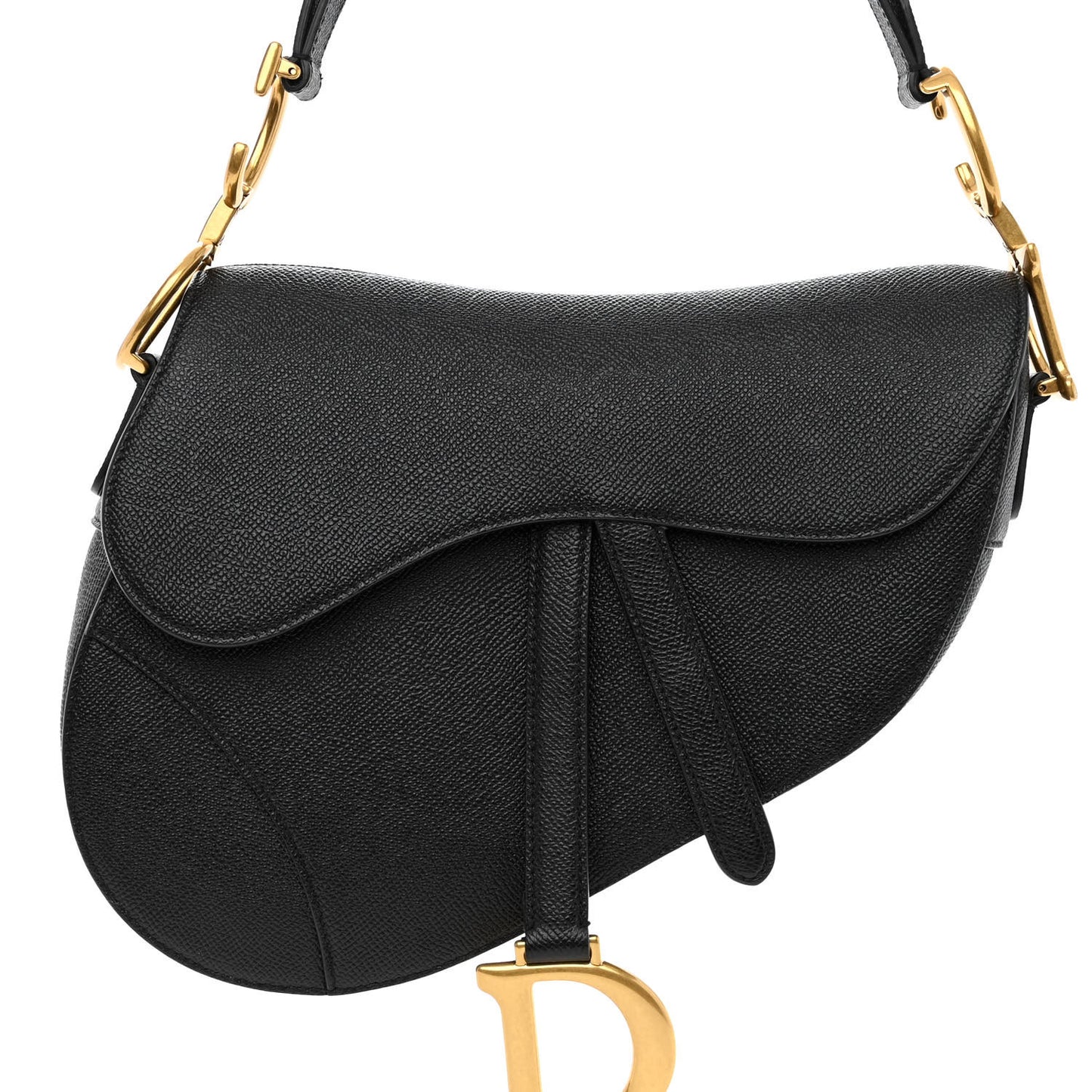 Grained Calfskin Saddle Bag Black