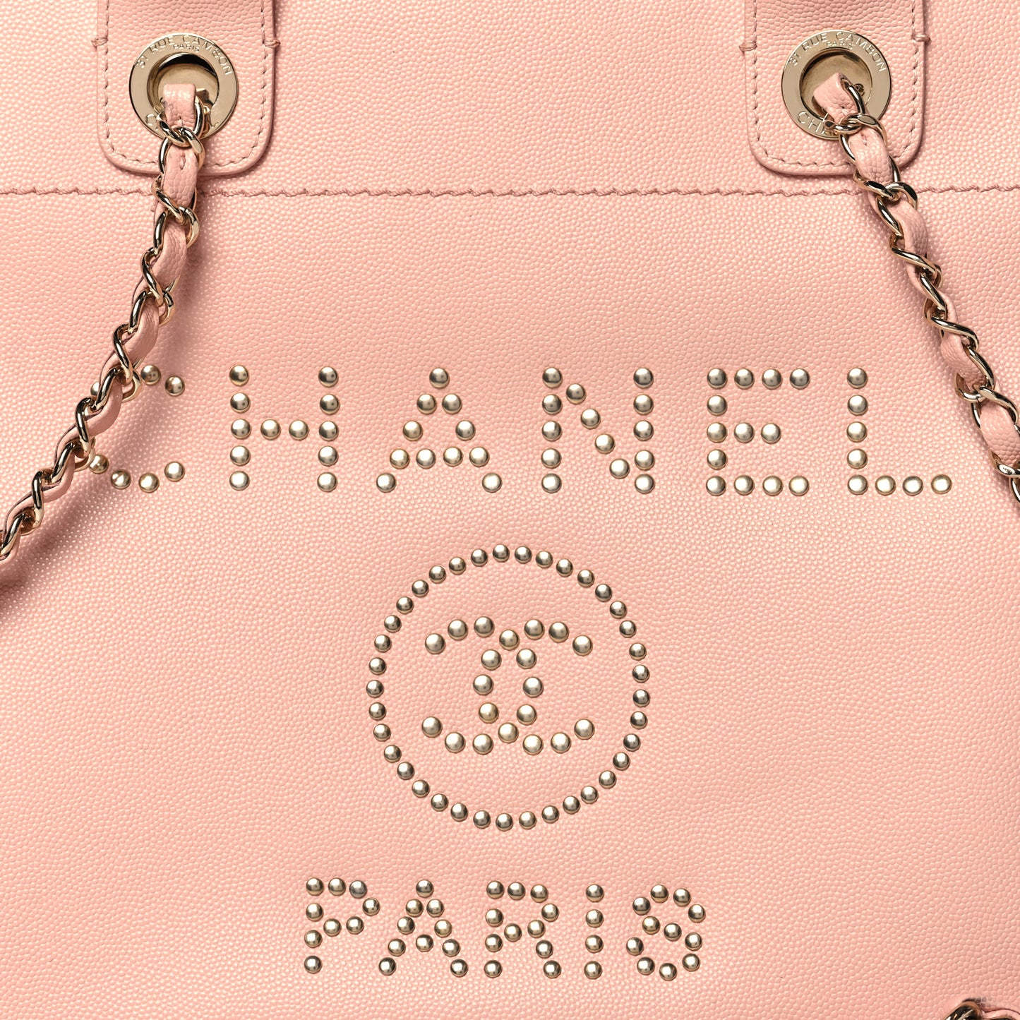 Caviar Small Studded Deauville Tote Light Pink