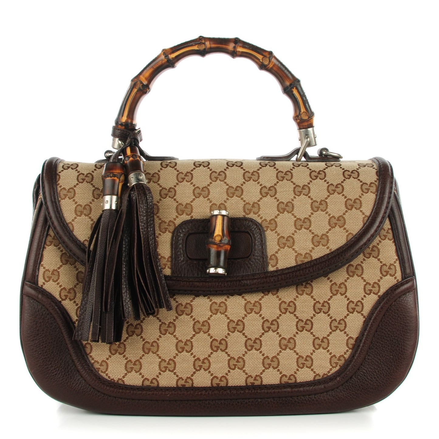 Monogram Large New Bamboo Top Handle Bag Brown