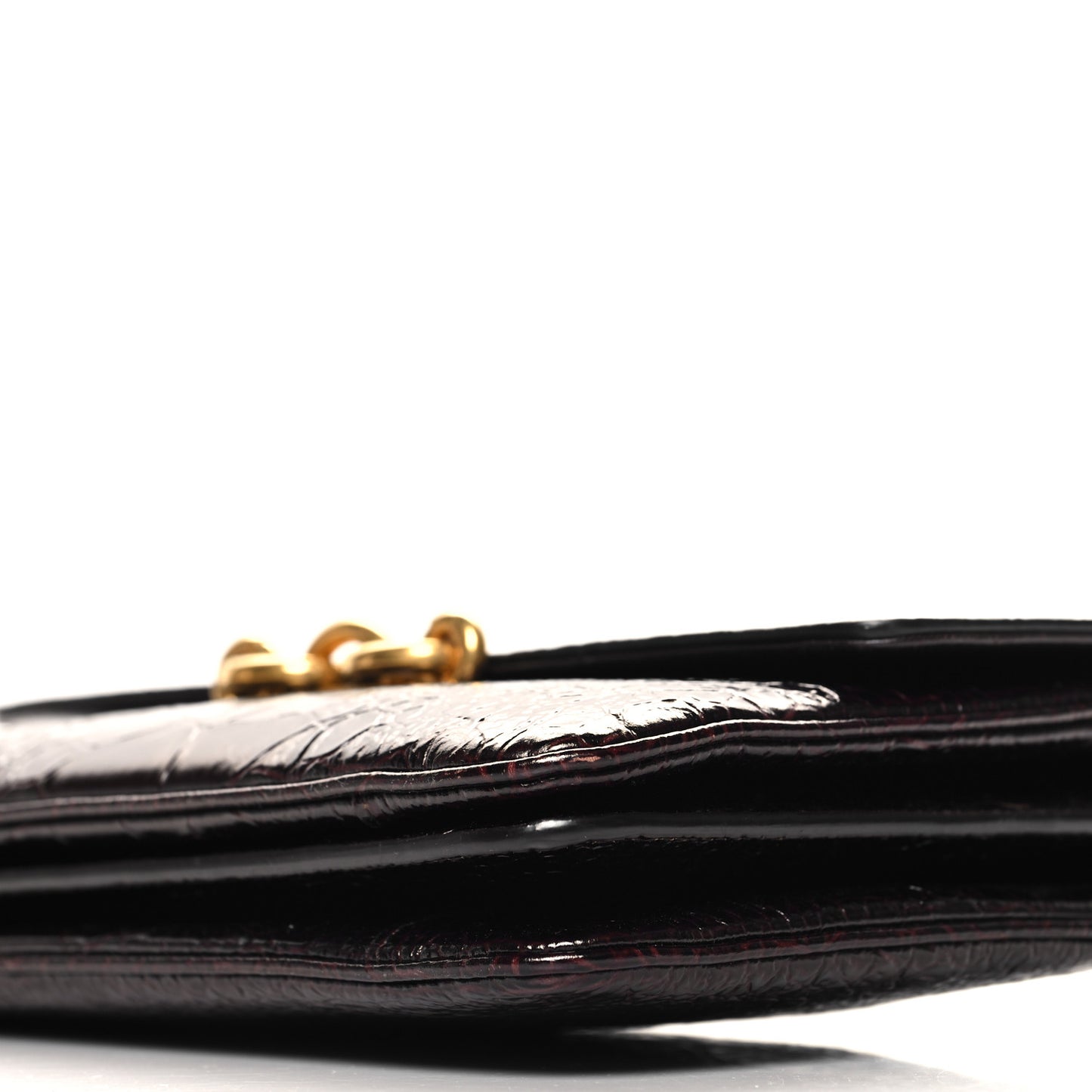 Shiny Crocodile Embossed Calfskin Le Maillon Satchel Coffee