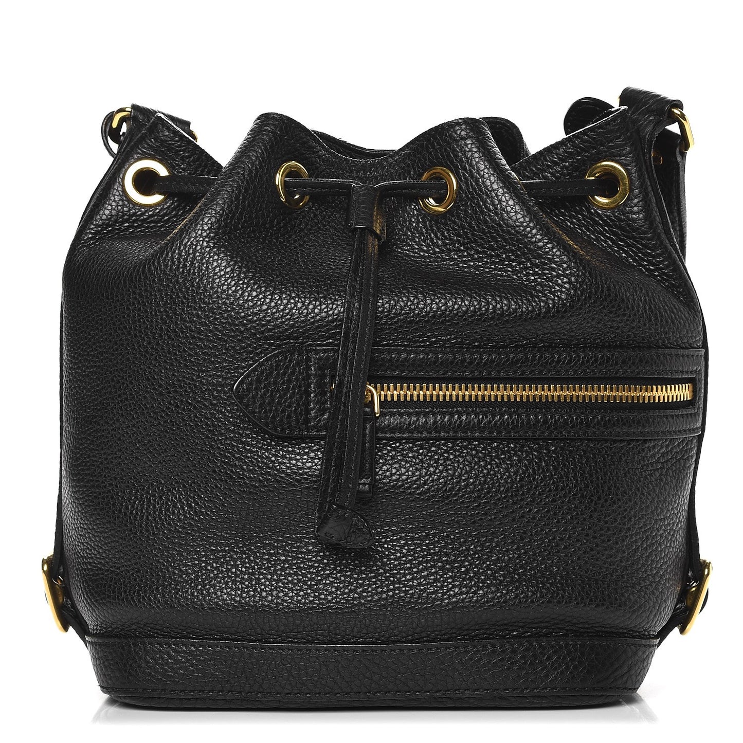 Vitello Daino Drawstring Bucket Nero Black