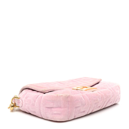 Fendi Velvet FF Embossed Baguette Rosa Confetti 4 of 8