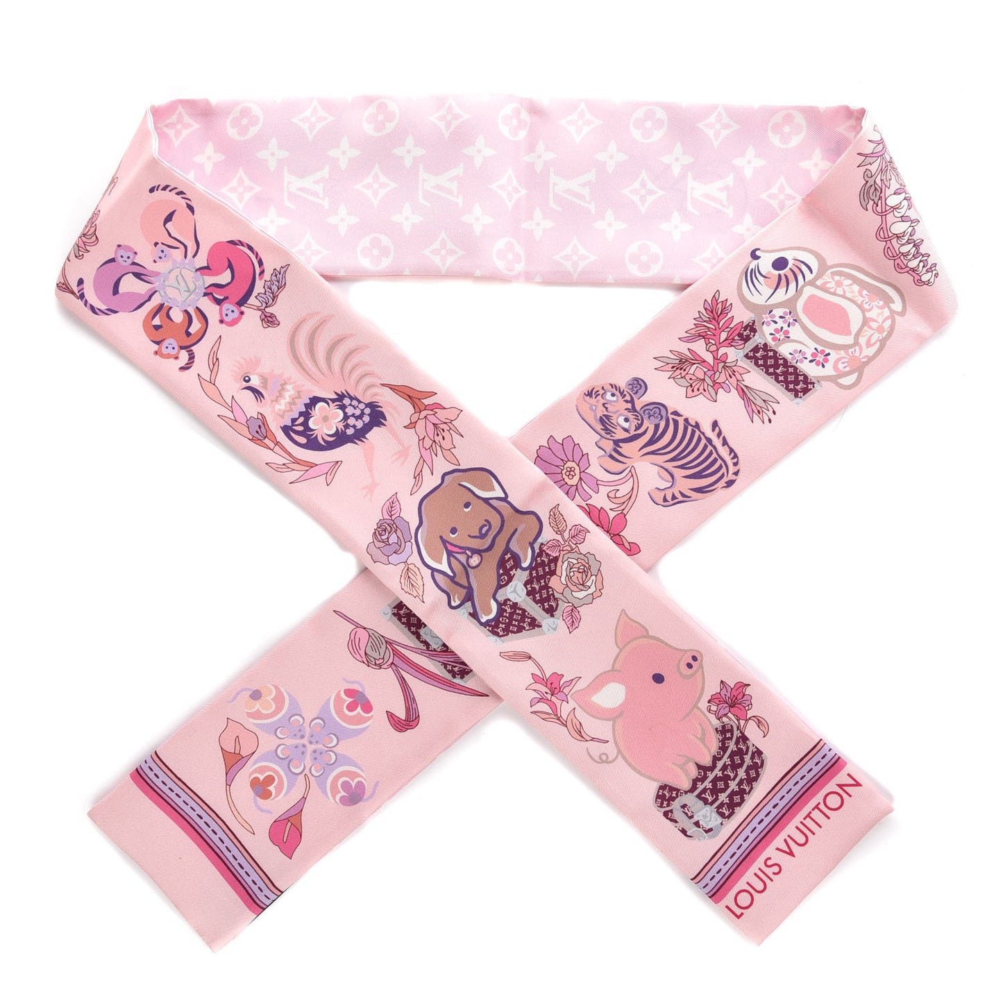 Silk Monogram Superstition Bandeau Rose Clair