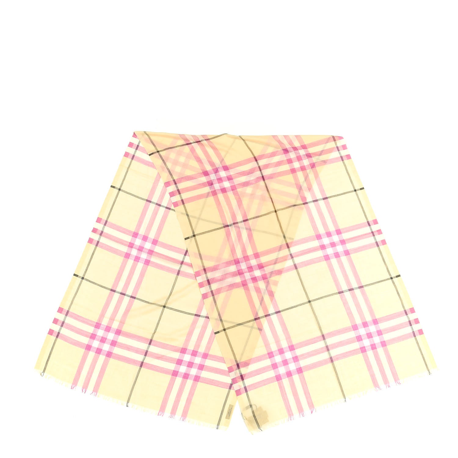 Burberry Silk Wool Gauze Giant Check Scarf Light Yellow 2 of 4
