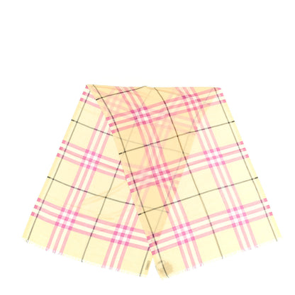 Burberry Silk Wool Gauze Giant Check Scarf Light Yellow 2 of 4