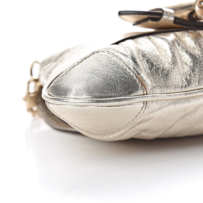 Gucci Metallic Calfskin Queen Bow Chain Clutch Gold 9 of 10