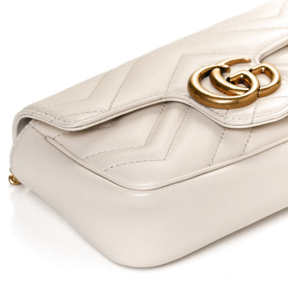 Gucci Calfskin Matelasse Super Mini GG Marmont Shoulder Bag White 23 of 23