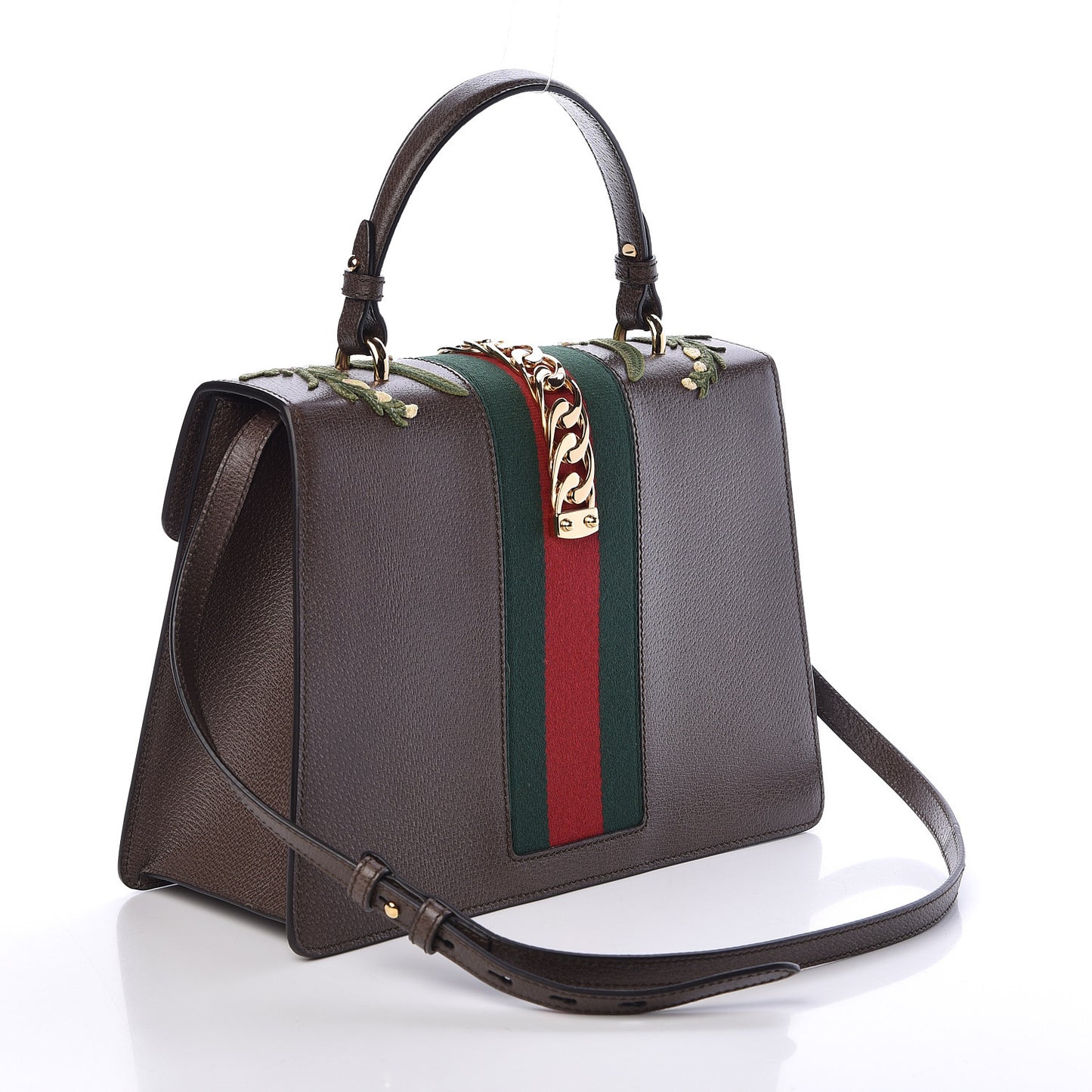 Calfskin Embroidered Medium Sylvie Top Handle Bag New Acero Multicolor