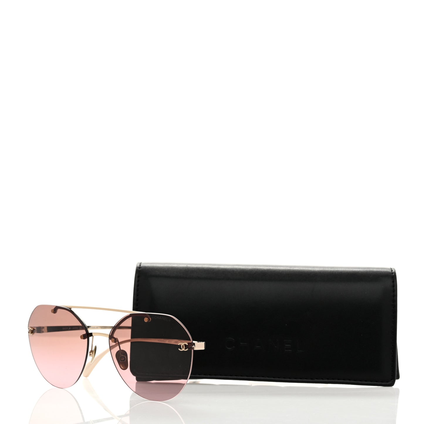 Titanium Polarized Rimless Square Sunglasses 4271-T Gold Violet