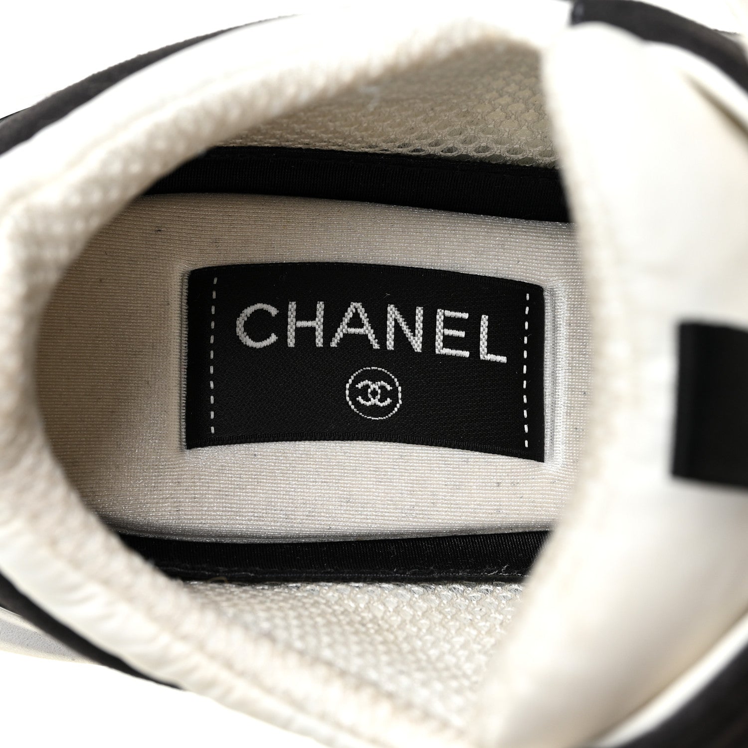 Chanel Nylon Suede Calfskin CC Sneakers 39.5 White Dark Grey 10 of 13