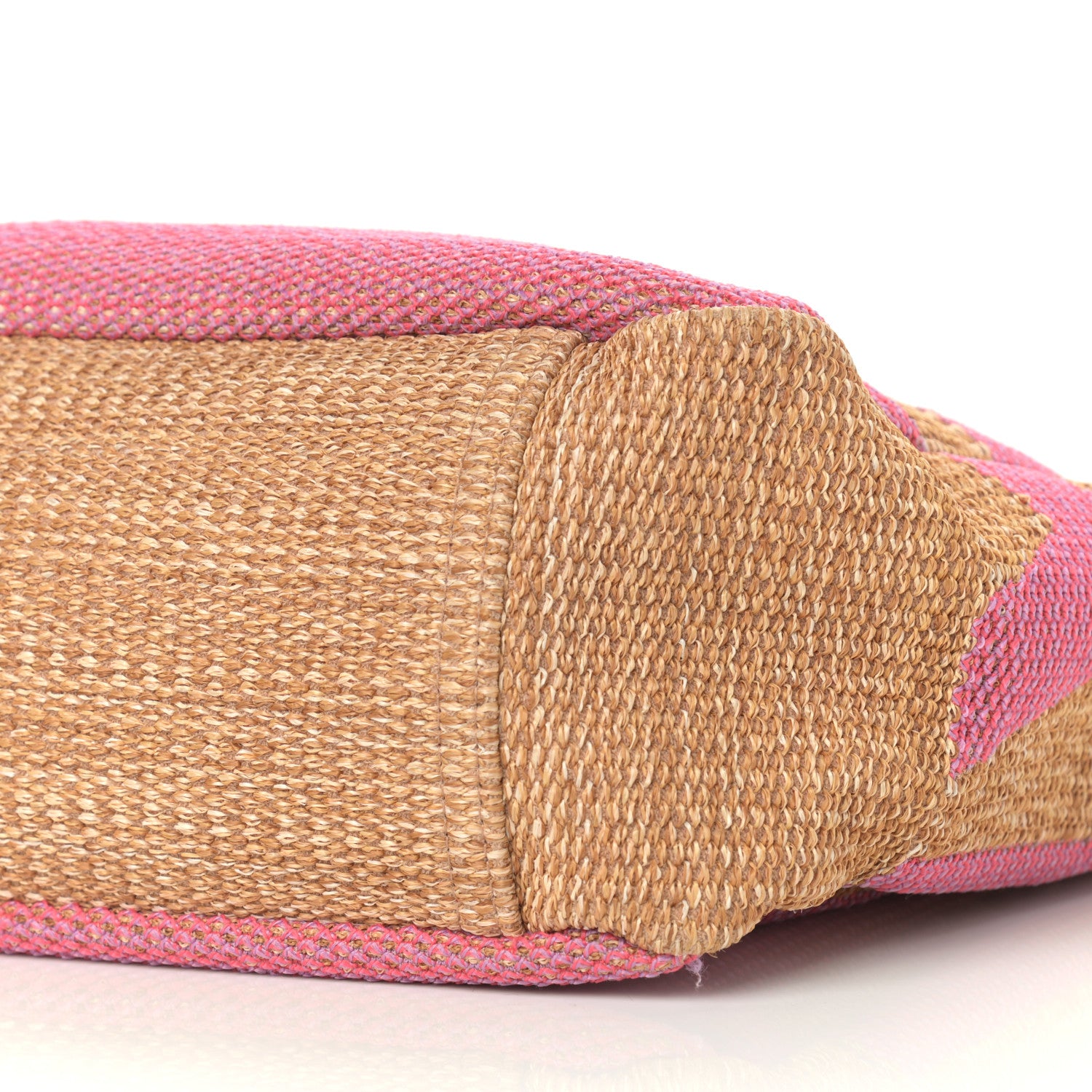 Chanel Woven Straw Raffia Logo Tote Pink Beige 9 of 11