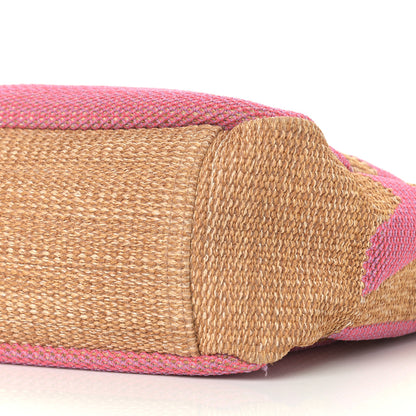 Chanel Woven Straw Raffia Logo Tote Pink Beige 9 of 11