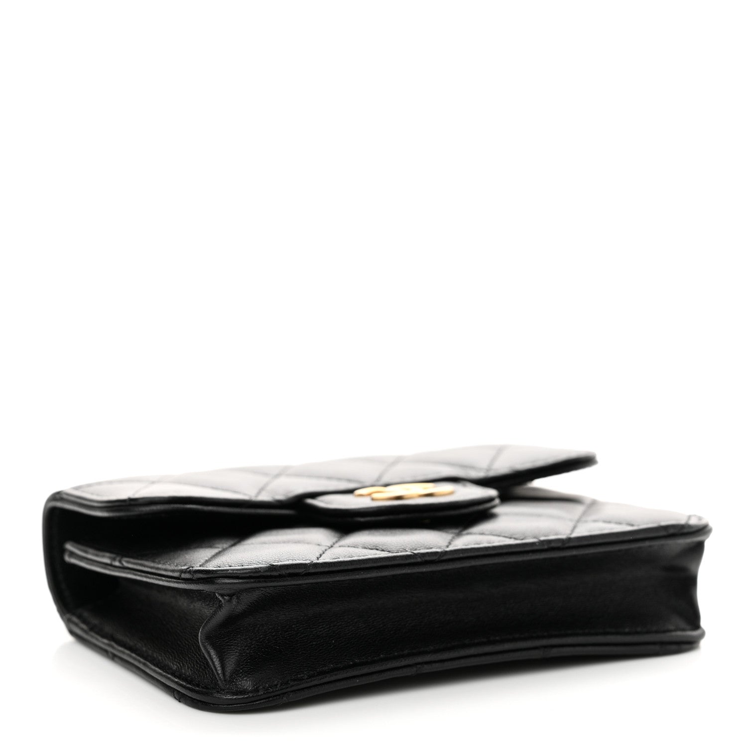 Chanel Lambskin Quilted Top Handle Flap Coin Purse With Chain Black 4 of 12