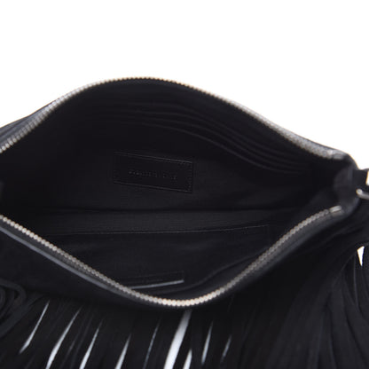 Saint Laurent Suede Calfskin Small Fringe Crossbody Bag Black 5 of 8