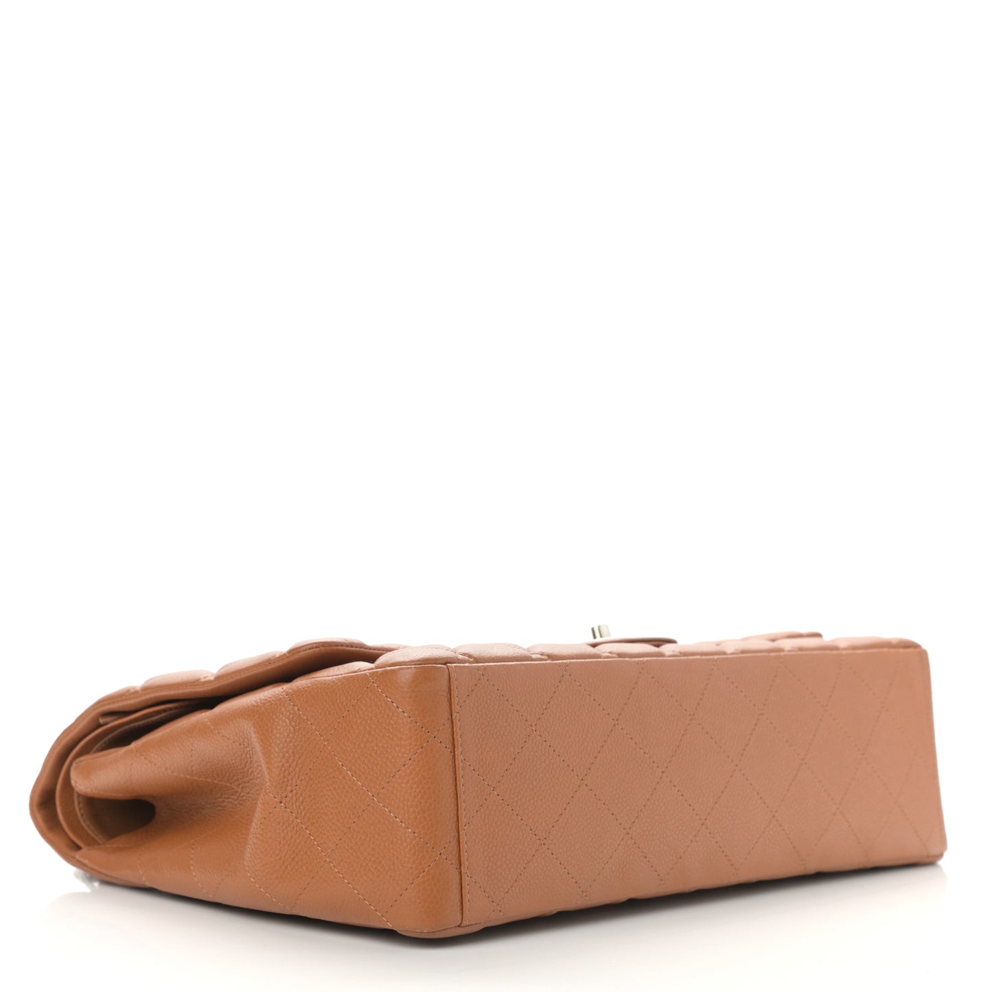 Caviar Quilted Maxi Double Flap Light Brown