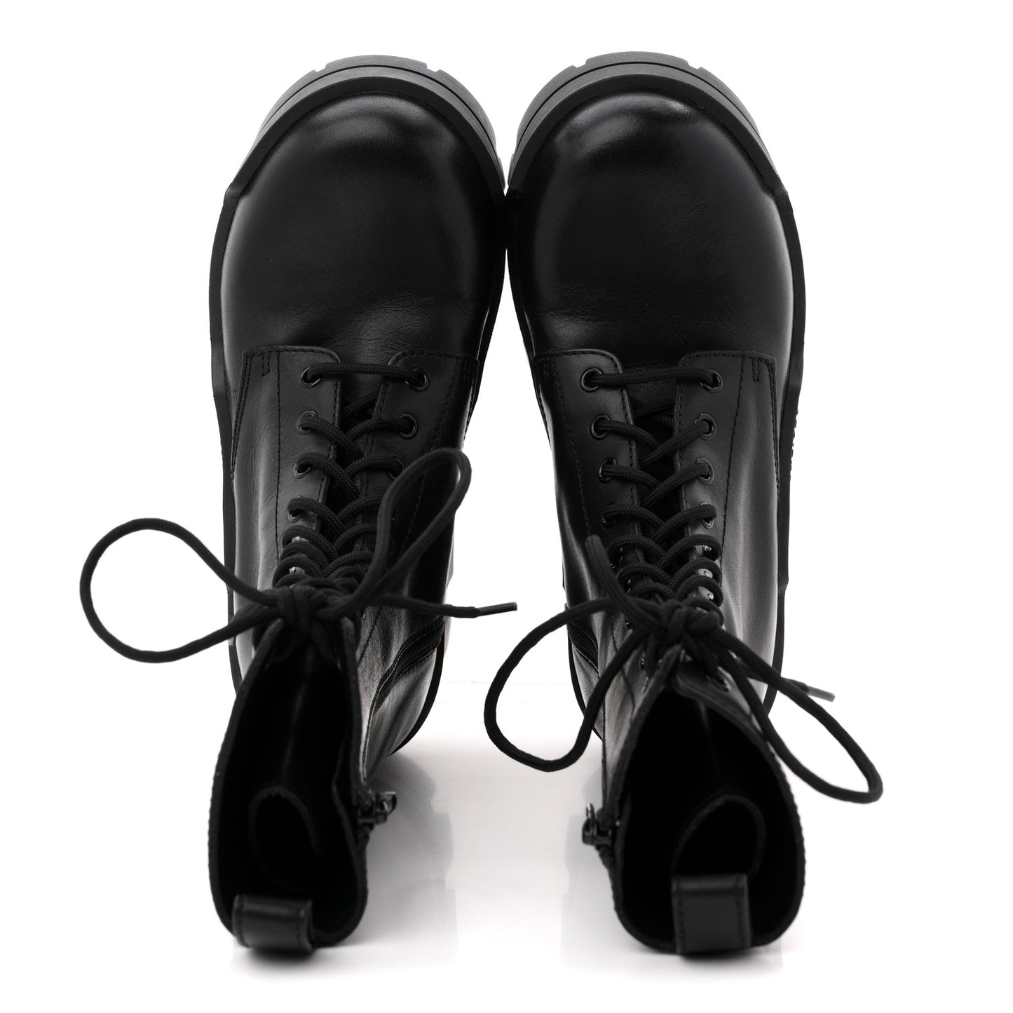 Calfskin Womens Bulldozer Lace Up Boots 37 Black