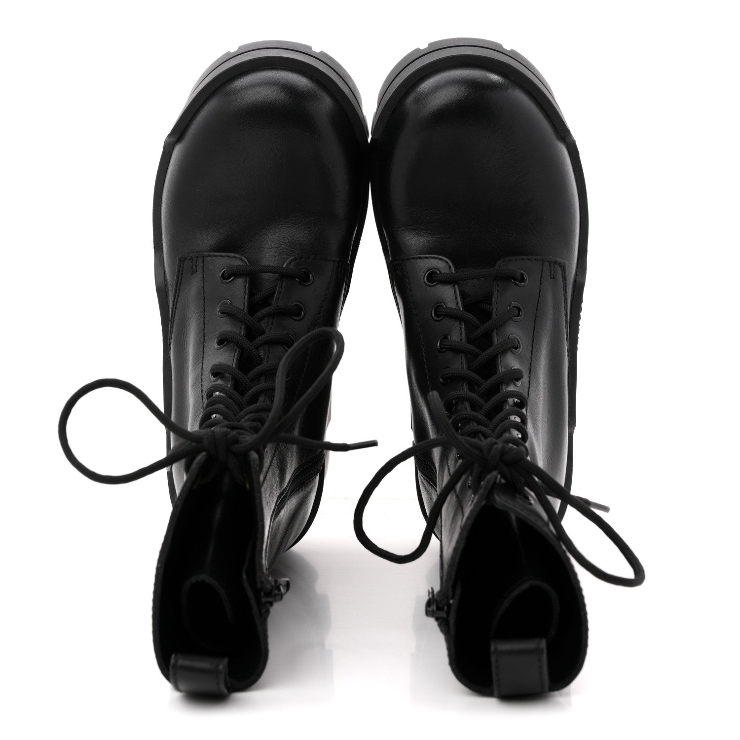Balenciaga Calfskin Womens Bulldozer Lace Up Boots 37 Black 2 of 10