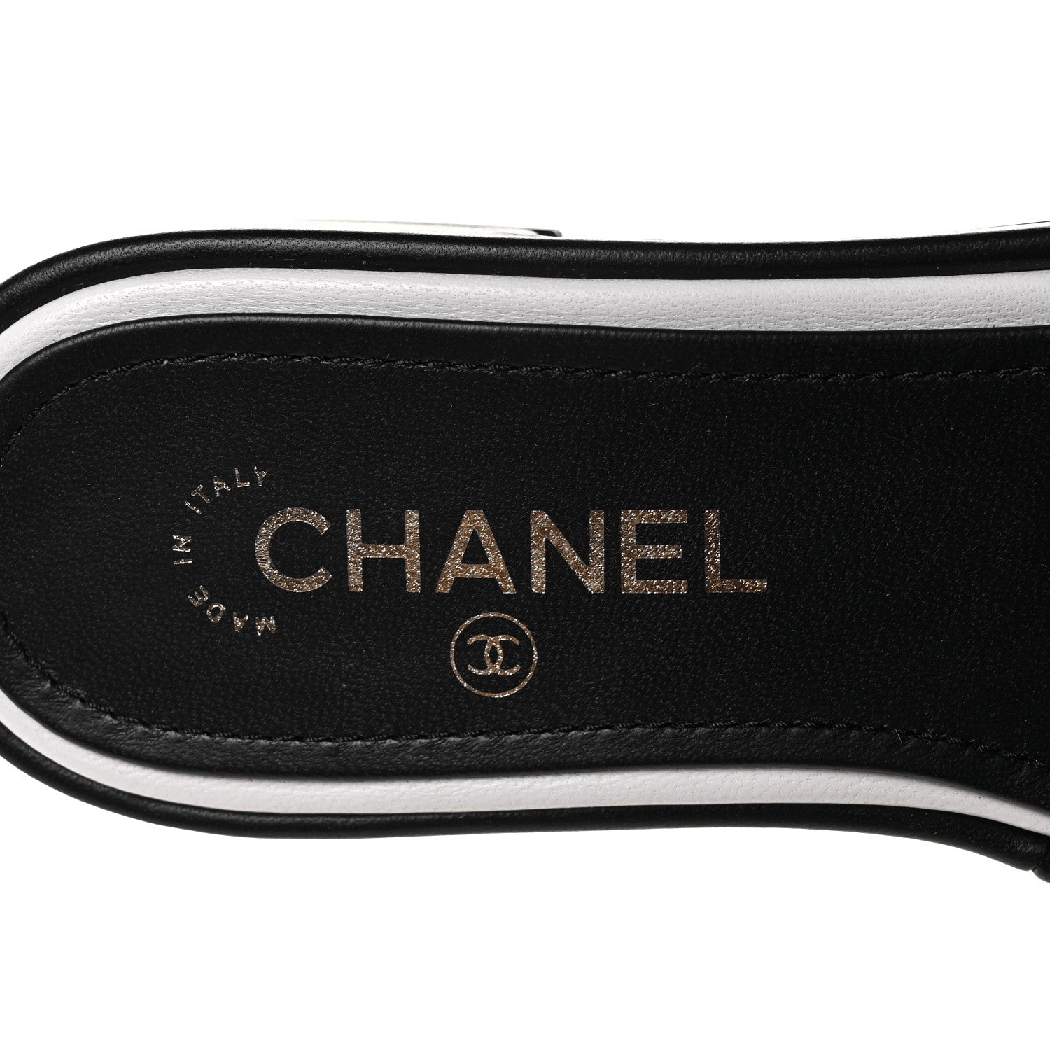 Chanel Lambskin Embroidered CC Mule Sandal 38 Black White 8 of 10