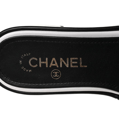 Chanel Lambskin Embroidered CC Mule Sandal 38 Black White 8 of 10