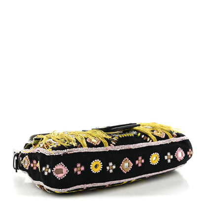 Fendi Canvas Beaded Baguette Black Multicolor 4 of 9