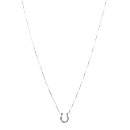 Tiffany 18K White Gold Diamond Mini Metro Horseshoe Pendant Necklace 1 of 6