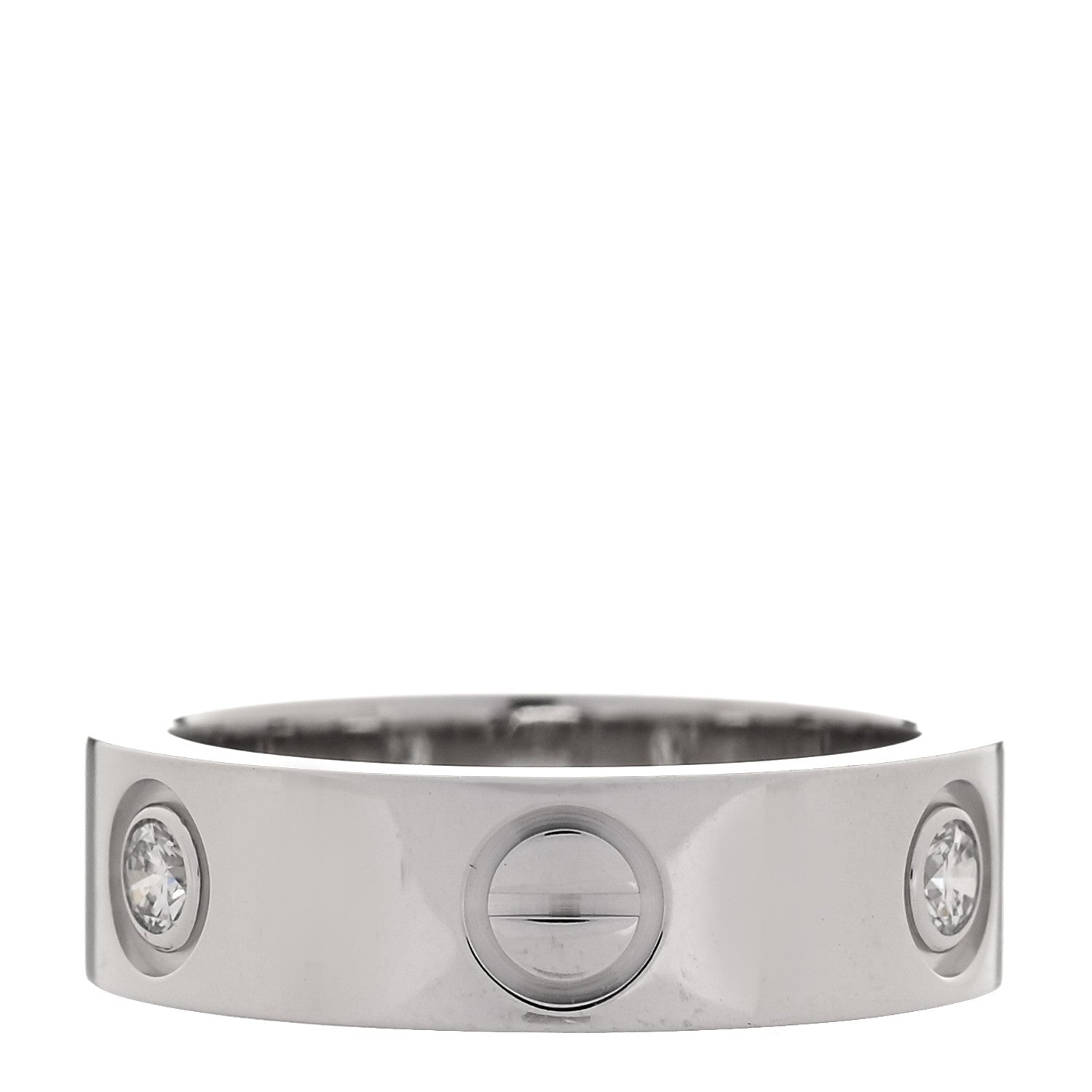 Cartier 18K White Gold 3 Diamond 5.5mm LOVE Ring 50 5.25 3 of 4
