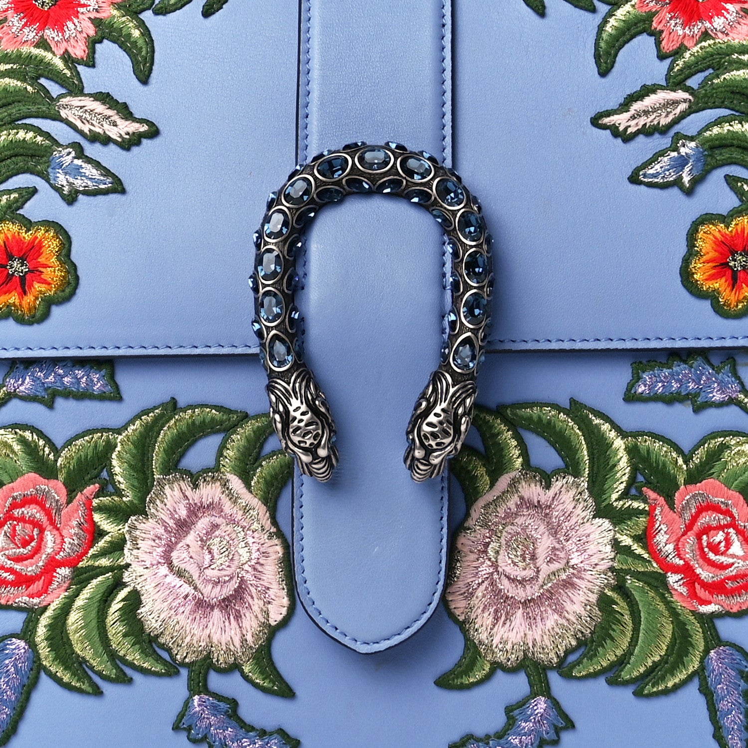 Gucci Moon Calfskin Crystal Web Embroidered Large Dionysus Bamboo Top Handle Bag Clear Sky Blue Multicolor 10 of 16