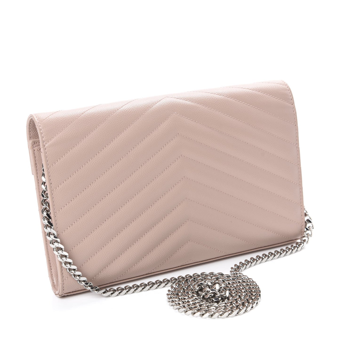 Grain De Poudre Matelasse Chevron Monogram Chain Wallet Pale Pink